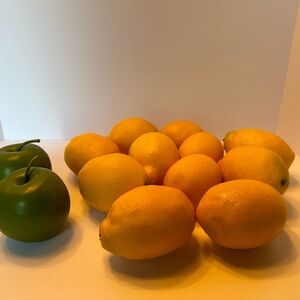 Realistic Faux Fruit 11 large lemons two green apples